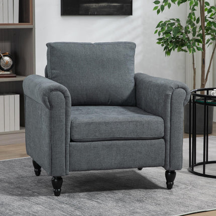 Vintage Upholstered Accent Chair with Cushion for Comfort - Grey