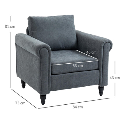 Vintage Upholstered Accent Chair with Cushion for Comfort - Grey
