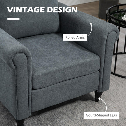 Vintage Upholstered Accent Chair with Cushion for Comfort - Grey