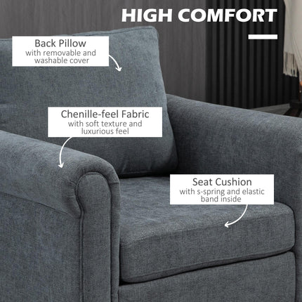 Vintage Upholstered Accent Chair with Cushion for Comfort - Grey