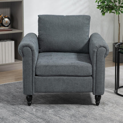 Vintage Upholstered Accent Chair with Cushion for Comfort - Grey