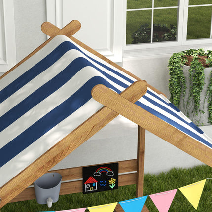 Wooden Kids Sandbox with Weather-Resistant Canopy and Accessories - Brown
