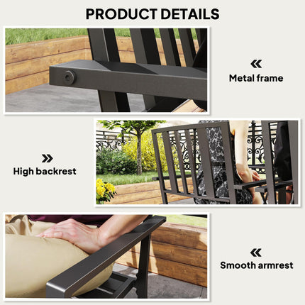 Set of 4 Metal Slatted Patio Dining Chairs - Black