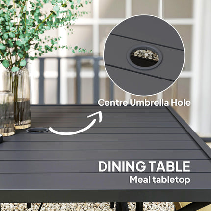 5 Piece Garden Dining Set with Cushions and Metal Table - Black