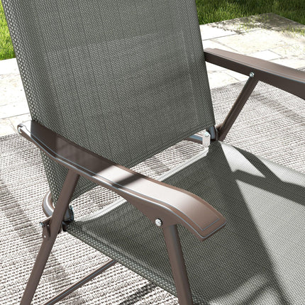 Set of 2 Folding Patio Camping Chairs with Mesh Fabric Seat - Dark Grey
