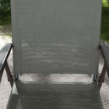 Set of 2 Folding Patio Camping Chairs with Mesh Fabric Seat - Dark Grey