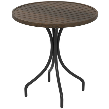 66cm Galvanised Steel Slatted Garden Table with Powder-Coated Frame - Brown