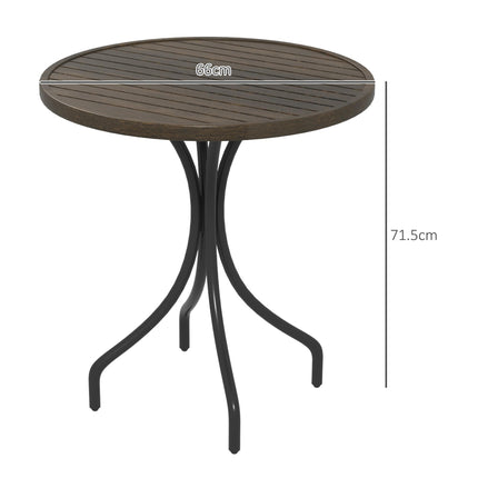 66cm Galvanised Steel Slatted Garden Table with Powder-Coated Frame - Brown