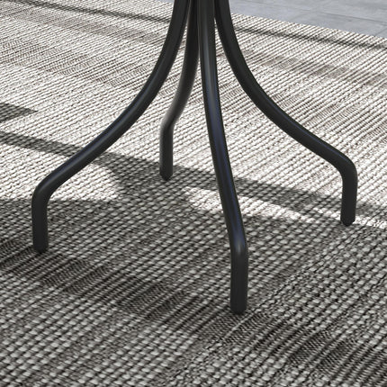 66cm Galvanised Steel Slatted Garden Table with Powder-Coated Frame - Brown