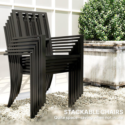 7-Piece 6-Seater Garden Table and Chairs Set with Umbrella Hole - Black