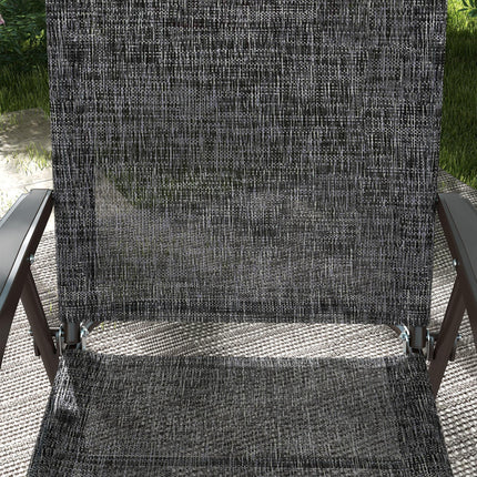 Set of 2 Folding Patio Camping Chairs with Mesh Seats and Steel Frame - Grey