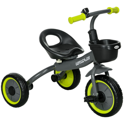 Kids Adjustable Seat Tricycle with Bell and Basket for Ages 2-5 Years - Black
