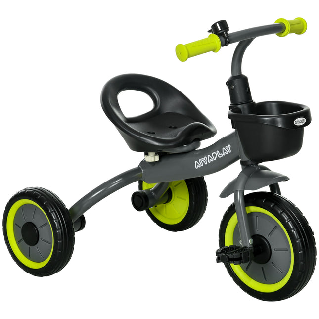 Kids Adjustable Seat Tricycle with Bell and Basket for Ages 2-5 Years - Black