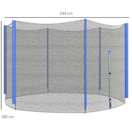 8ft Trampoline Replacement Net with 6 Plastic Pole Covers and Zipped Entrance - Blue