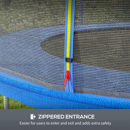 8ft Trampoline Replacement Net with 6 Plastic Pole Covers and Zipped Entrance - Blue