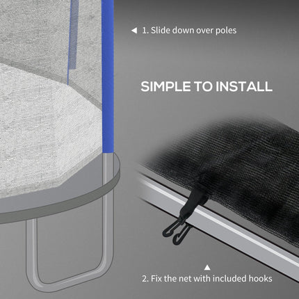 8ft Trampoline Replacement Net with 6 Plastic Pole Covers and Zipped Entrance - Blue
