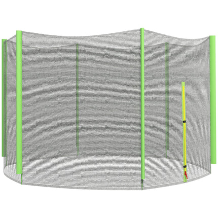 8ft Trampoline Replacement Net with 6 Plastic Pole Covers and Zipped Entrance - Green