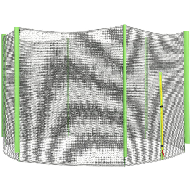 8ft Trampoline Replacement Net with 6 Plastic Pole Covers and Zipped Entrance - Green