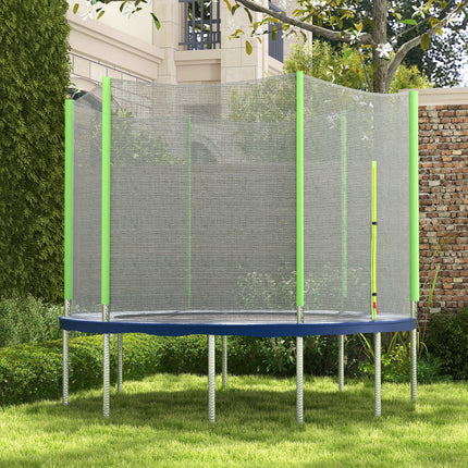 8ft Trampoline Replacement Net with 6 Plastic Pole Covers and Zipped Entrance - Green