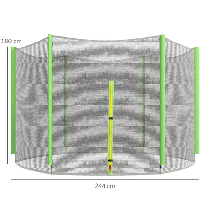 8ft Trampoline Replacement Net with 6 Plastic Pole Covers and Zipped Entrance - Green