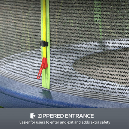 8ft Trampoline Replacement Net with 6 Plastic Pole Covers and Zipped Entrance - Green