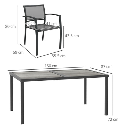7 Piece Garden Dining Set with Breathable Mesh Chairs for 6 - Grey