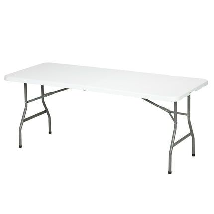Folding Garden Table, 180 x 75cm Rectangular HDPE Outdoor Picnic Table for 6, Me
