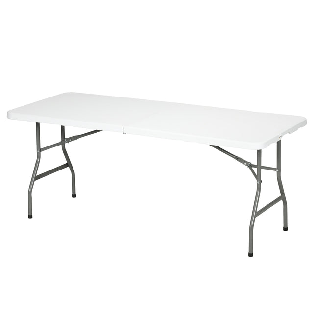 Folding Garden Table, 180 x 75cm Rectangular HDPE Outdoor Picnic Table for 6, Me