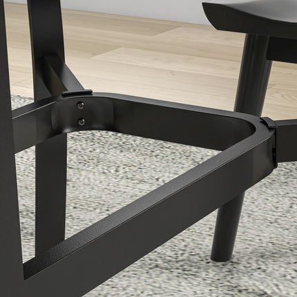 Rectangle 6-Seater Garden Dining Table with Parasol Hole 150x90cm - Black Steel