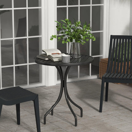 66cm Round Outdoor Patio Table with Galvanised Steel Frame - Black