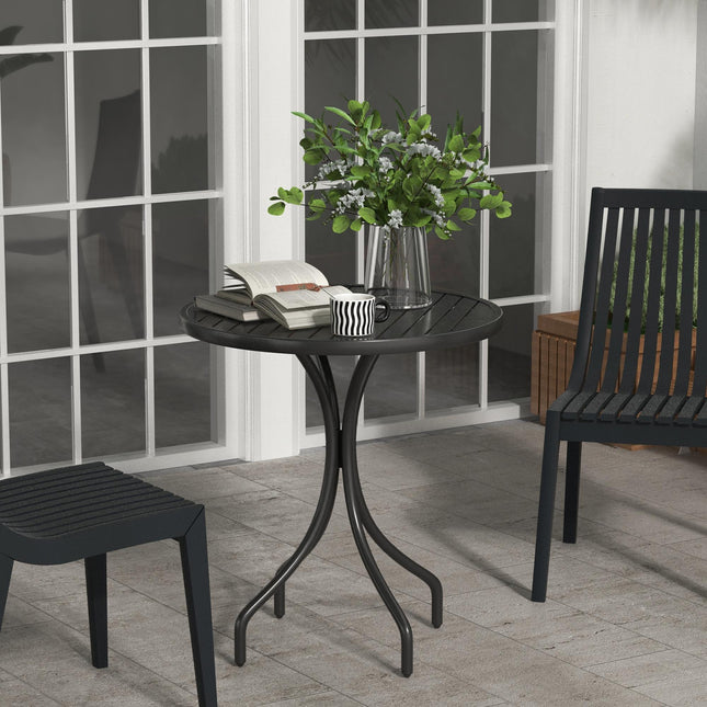 66cm Round Outdoor Patio Table with Galvanised Steel Frame - Black