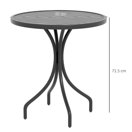 66cm Round Outdoor Patio Table with Galvanised Steel Frame - Black