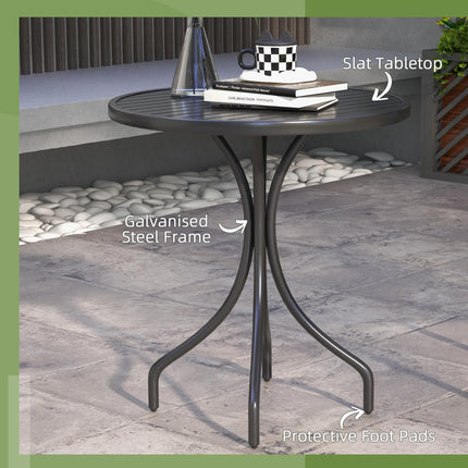 66cm Round Outdoor Patio Table with Galvanised Steel Frame - Black