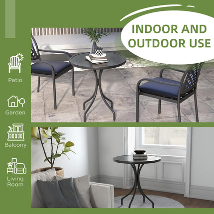 66cm Round Outdoor Patio Table with Galvanised Steel Frame - Black