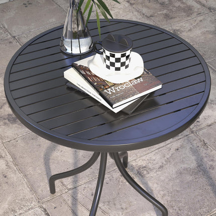 66cm Round Outdoor Patio Table with Galvanised Steel Frame - Black