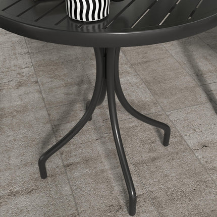 66cm Round Outdoor Patio Table with Galvanised Steel Frame - Black