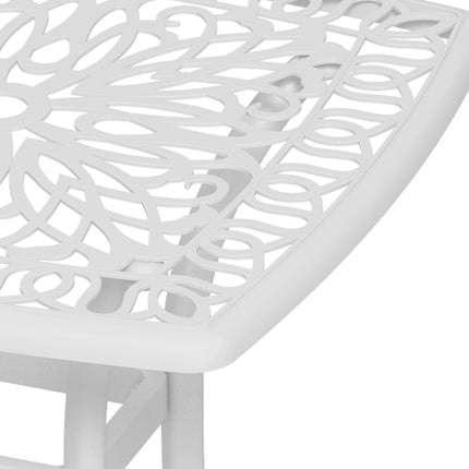 Cast Aluminium Square Bistro Table with Umbrella Hole for Balcony - White