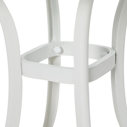 Cast Aluminium Square Bistro Table with Umbrella Hole for Balcony - White