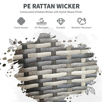 5 Piece Outdoor Rattan Dining Set with Tempered Glass Tabletop - Grey