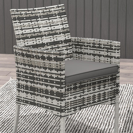 5 Piece Outdoor Rattan Dining Set with Tempered Glass Tabletop - Grey