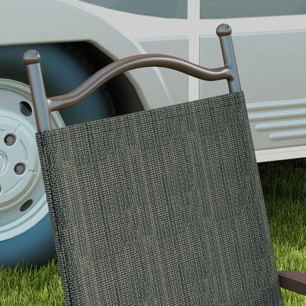 Set of 2 Folding Patio Camping Chairs with Mesh Fabric Seat - Dark Brown