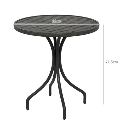 66cm Galvanised Steel Slatted Garden Table with Grey Wood Grain Top - Grey