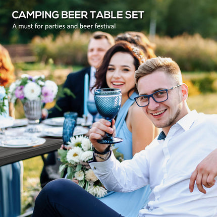 3 Piece Folding Picnic Table Set with Benches Steel Frame - Dark Grey