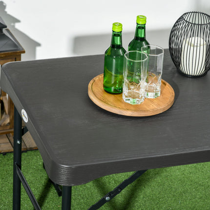 3 Piece Folding Picnic Table Set with Benches Steel Frame - Dark Grey