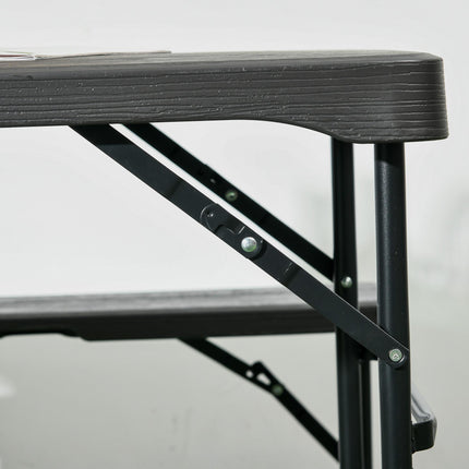 3 Piece Folding Picnic Table Set with Benches Steel Frame - Dark Grey
