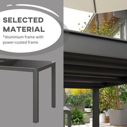 6 Seater Outdoor Dining Table with Tempered Glass Top - Grey