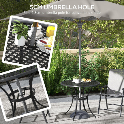 85cm Round Cast Aluminium Bistro Table with Umbrella Hole - Black