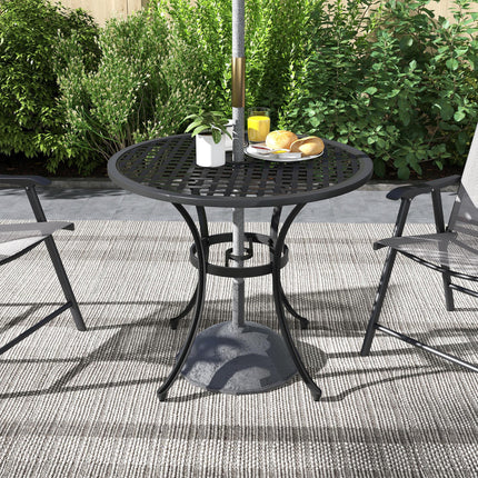 85cm Round Cast Aluminium Bistro Table with Umbrella Hole - Black
