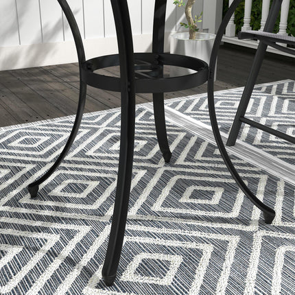 85cm Round Cast Aluminium Bistro Table with Umbrella Hole - Black