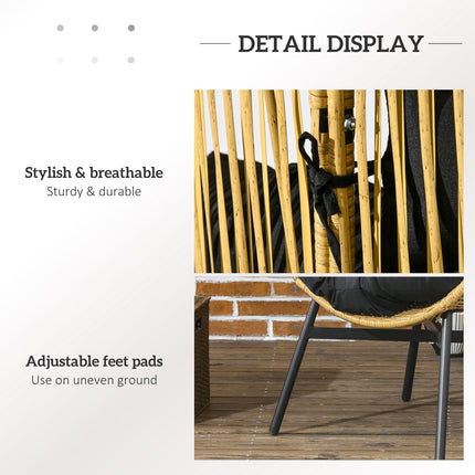 String Rattan Egg Chair with Padded Seat Cushion - Sand/Black